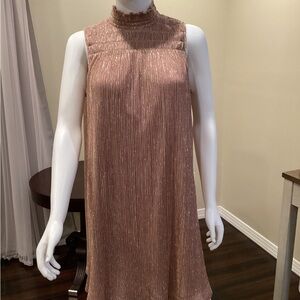 Nine West Gold Pleated Sheath Mini Dress